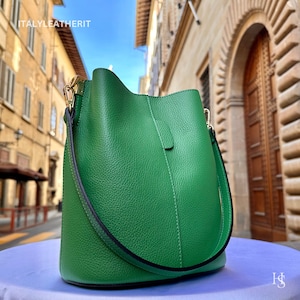 Sacs en cuir italiens faits main pour femme l l Élégant fourre-tout en cuir de Florence || Fabriqué en Italie, Sac seau