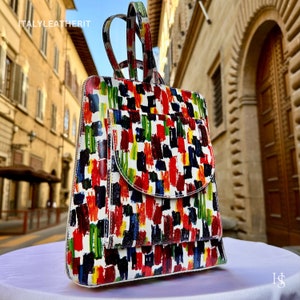 Italienischer handgefertigter Lederrucksack für Damen, Made in Italy