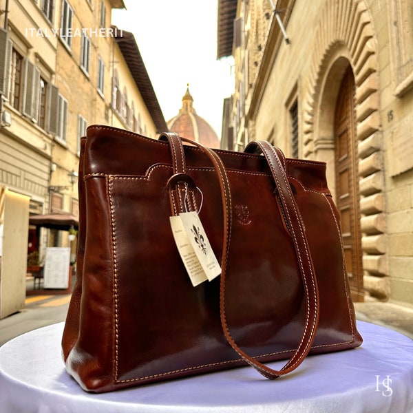 Italian Handmade Leather Bags For Woman l l Elegant Leather Tote From Florence, Made in Italy