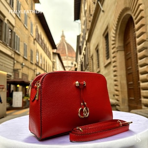 Sacs en cuir italiens faits main pour femme | Cabas élégant en cuir rouge de Florence | Meilleure collection