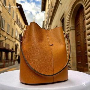 Italian Handmade Leather Bags For Woman l l Elegant Leather Tote From Florence || Made in Italy, Bucket bag