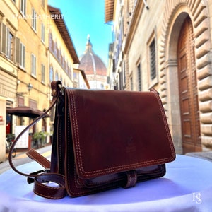 Italian Handmade Leather Bags For Woman l l Elegant Leather Tote From Florence, Dark brown leather bag
