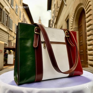 Italian Leather Tote Bag: Handmade Multicolor Handbag from Florence