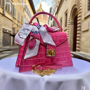 Sacs en cuir italiens faits main pour femme | Fourre-tout en cuir élégant de Florence | Cabas en cuir rose