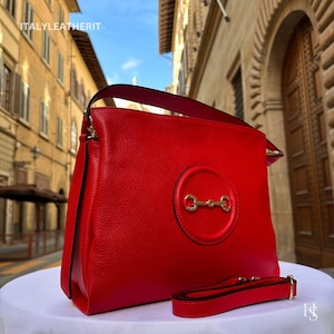 Italienische handgemachte Ledertaschen für Frauen | Elegante Rote Ledertasche Aus Florence | Hergestellt in Italien