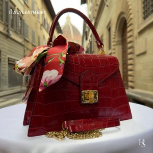 Italienische handgemachte Ledertaschen für Frauen l l Elegante Ledertasche aus Florenz, Top-Handtasche