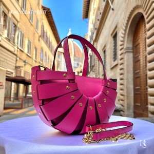 Elegant Handmade Italian Leather Bag for Women, Genuine Florence Handbag, made in Italy