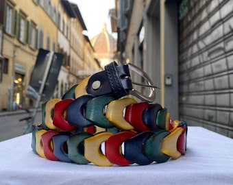 Italian Handmade Leather Belts for women, Elegant Leather Belts From Florence Made In Italy  Rainbow Belts