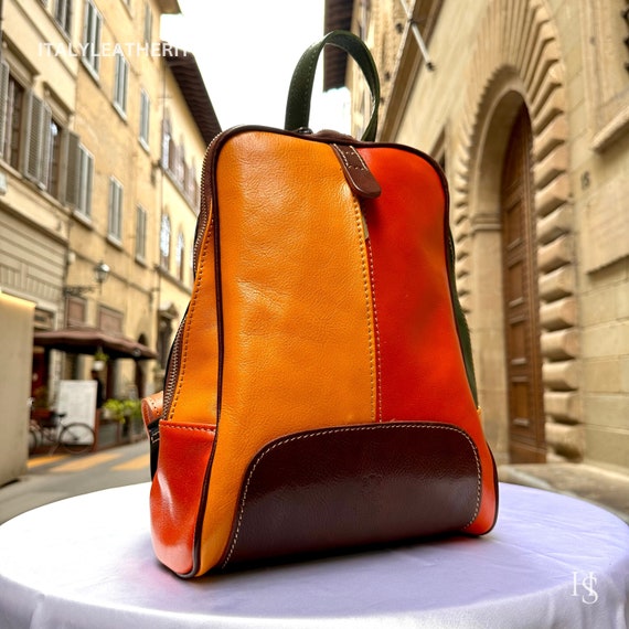 Italian Unisex Handmade Tuscan Leather Backpack From Florence Made in Italy  