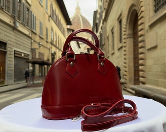 Italian Handmade Leather Bags For Woman l l Elegant Leather Tote From Florence, Red Leather Tote