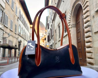 Italiaanse handgemaakte leren schoudertas voor dames, elegant Italiaans uit Florence, gemaakt in Italië
