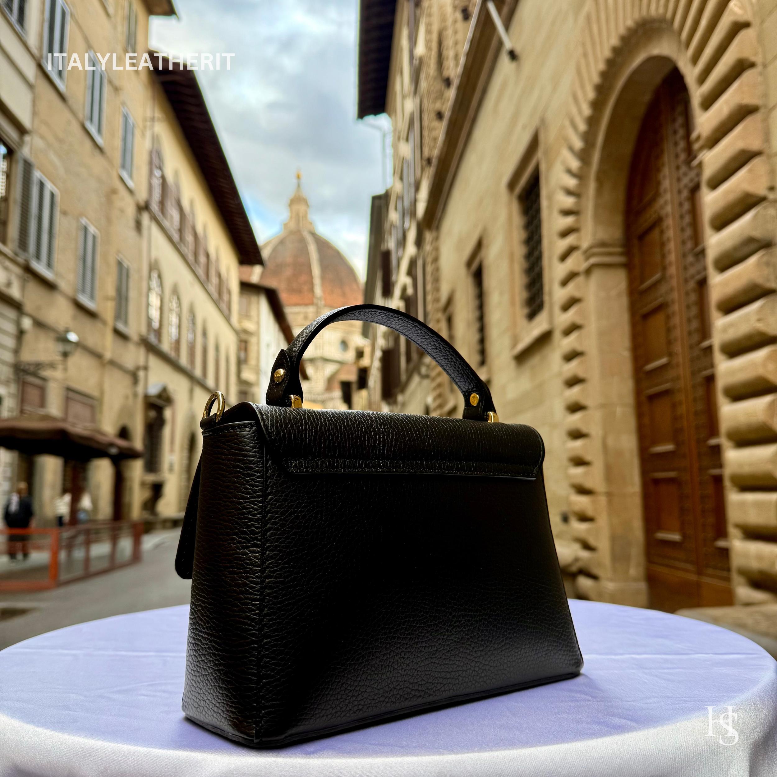 Italian Leather Tote Bag: Handmade Florence Bag With Bee 