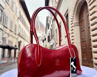Italienische handgemachte Leder Umhängetasche für Frauen, elegante italienische Handtasche, Made in Italy