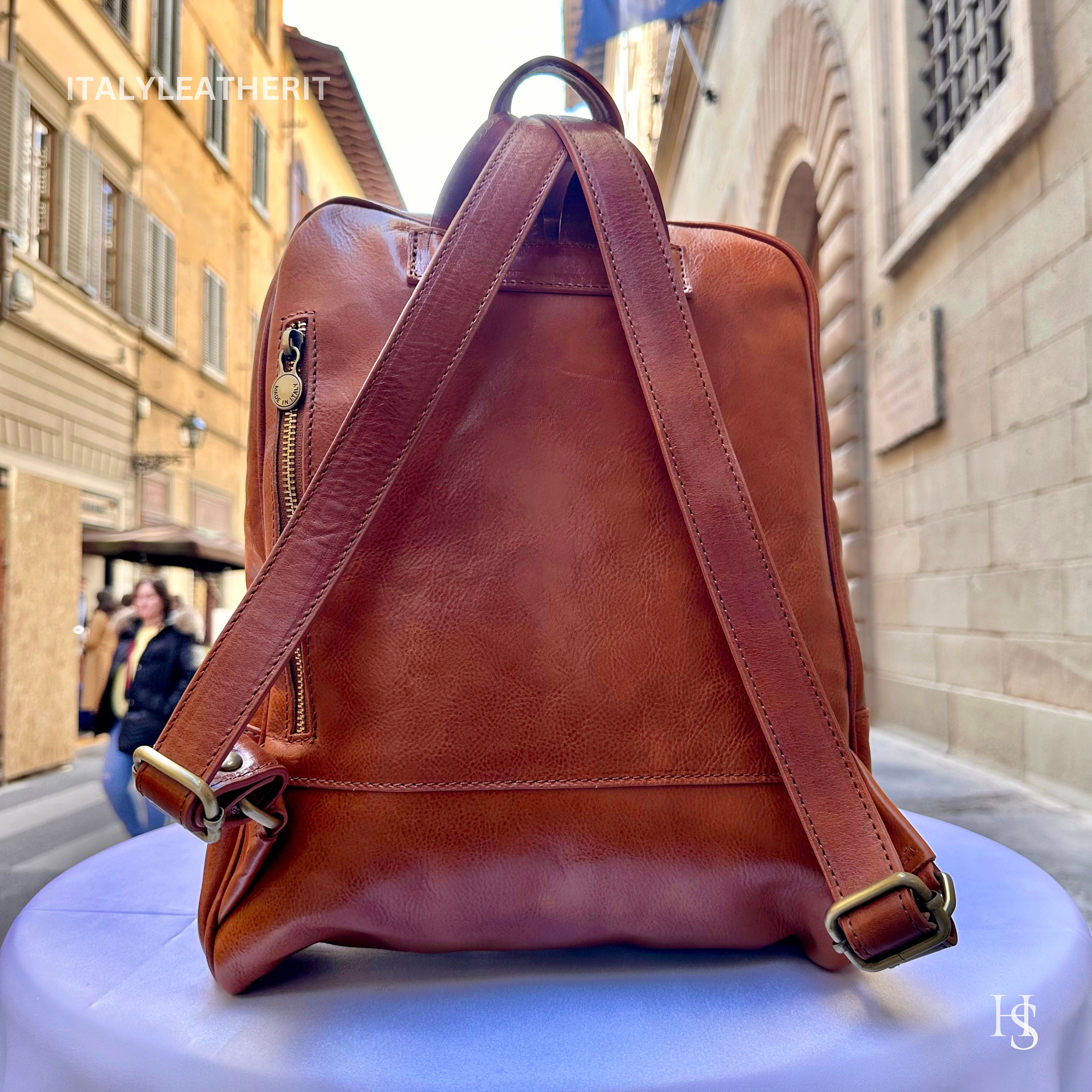 Italian leather backpack mens deals