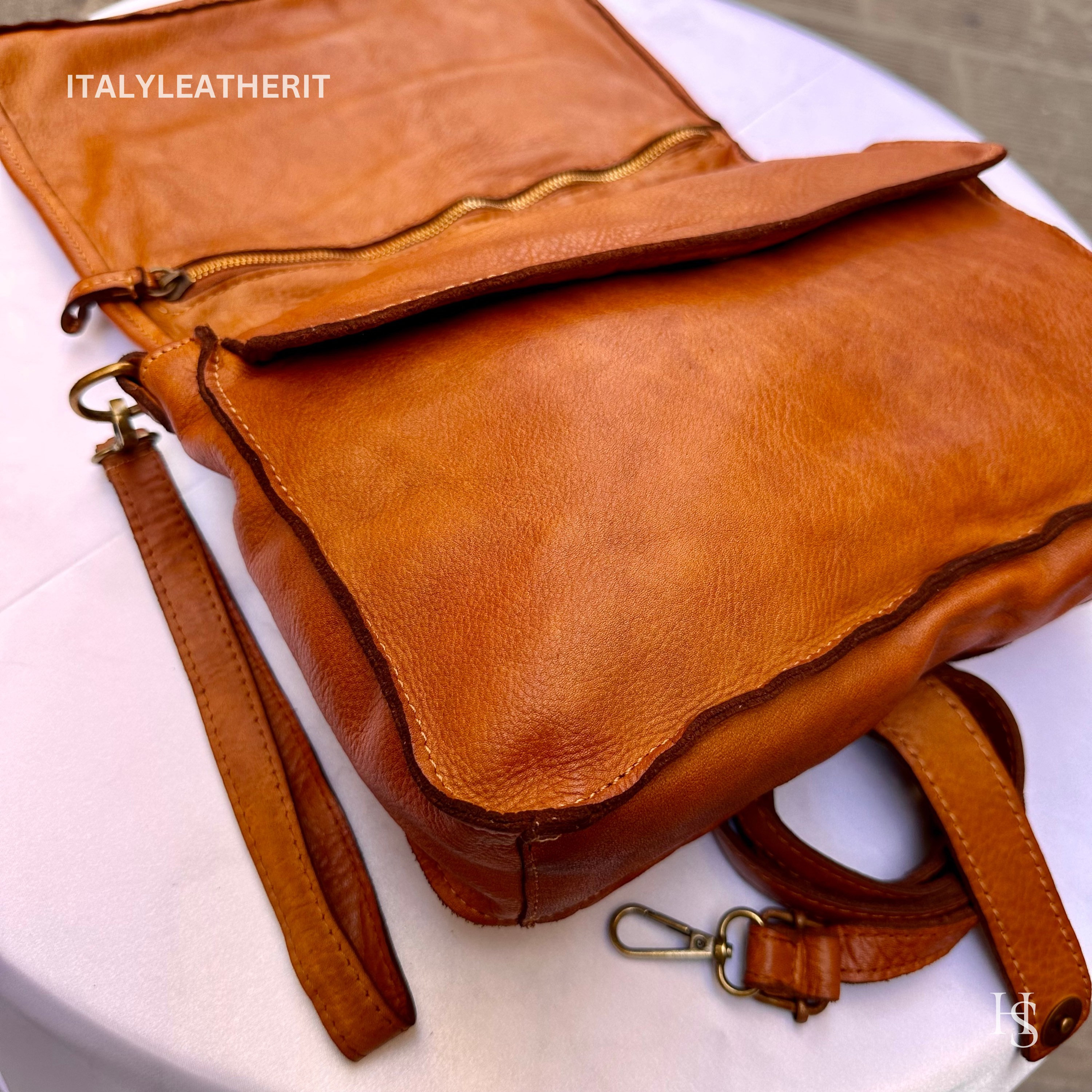 Italian Handmade Woven Leather Bag: Soft Brown Leather, Made in