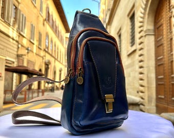 Italian Handmade Leather Sling Bags for Unisex Made In Italy from Florence | Waist Bag | Leather Fanny Pack