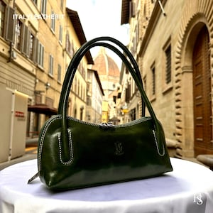 Sacs en cuir italiens faits main pour femme l l Élégant fourre-tout en cuir de Florence, sac à main en cuir porté épaule
