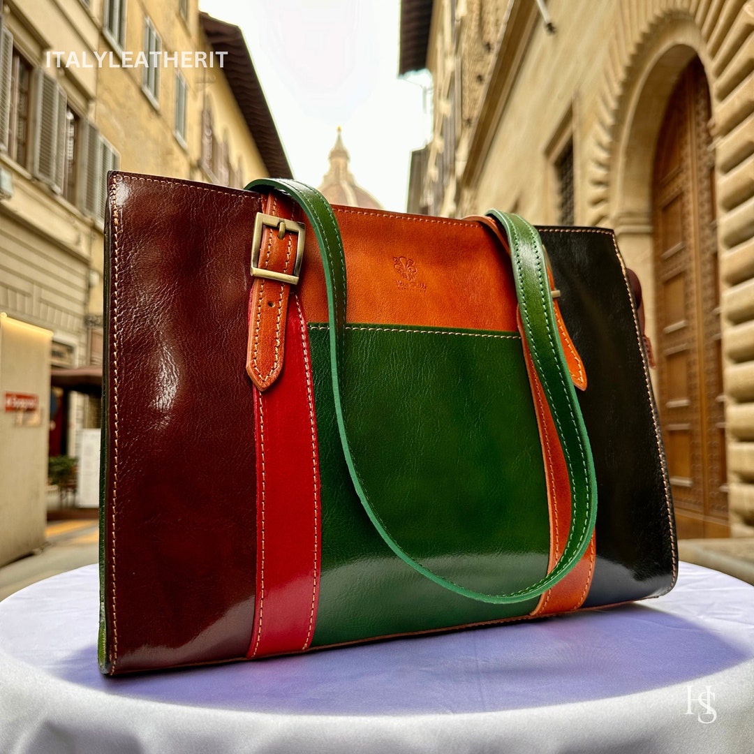 Italienische handgefertigte Ledertaschen für Frau l l Elegante