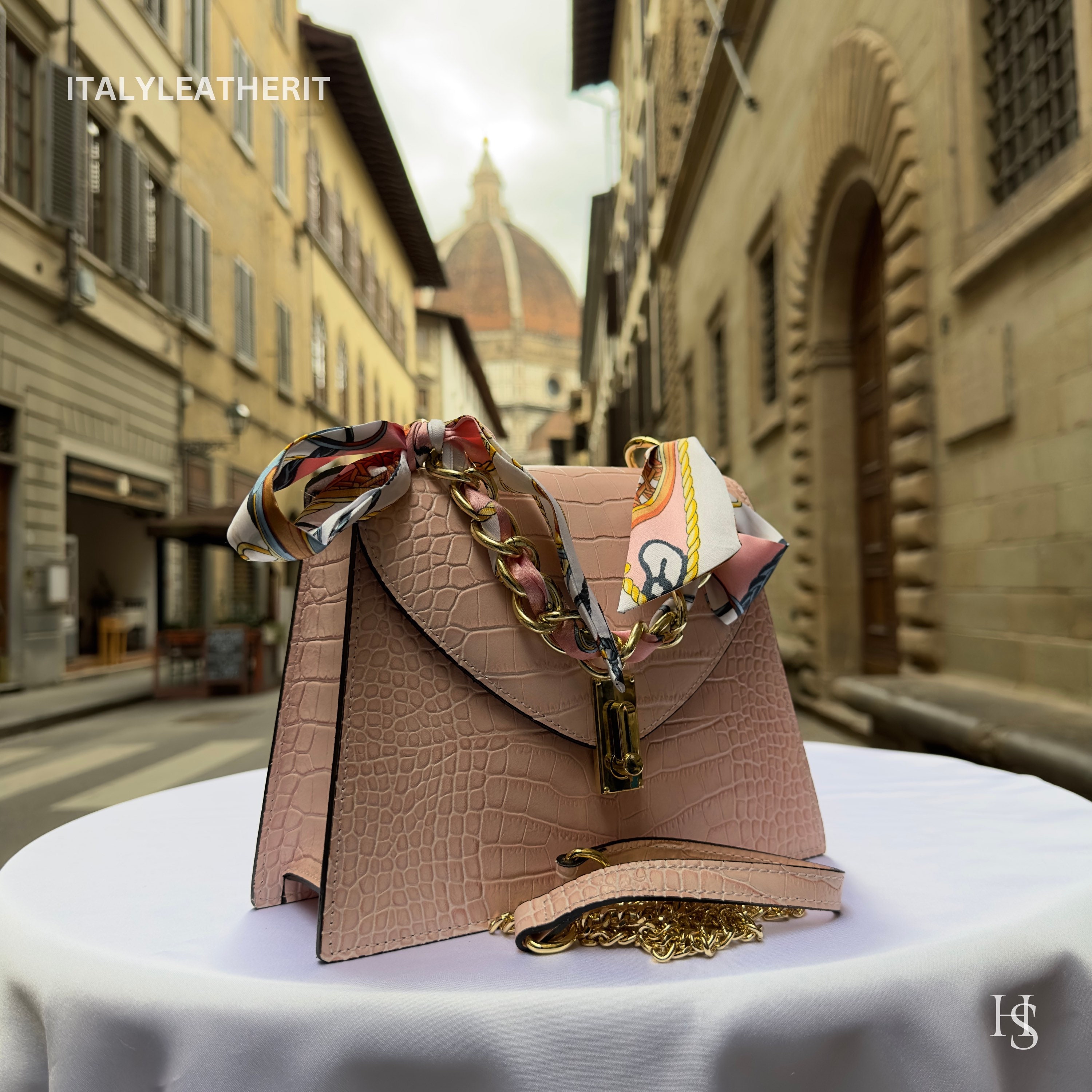 Italian Leather Tote Bag for Women Chain Strap, Made in Italy