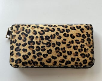 Italian Pony Hair Leather Wallet, Animal Print Leopard and Zebra, Handmade in Italy