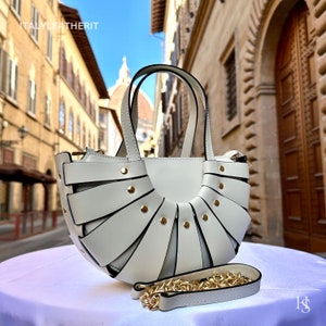 Handmade Cream Leather Tote Bag, Italian Design