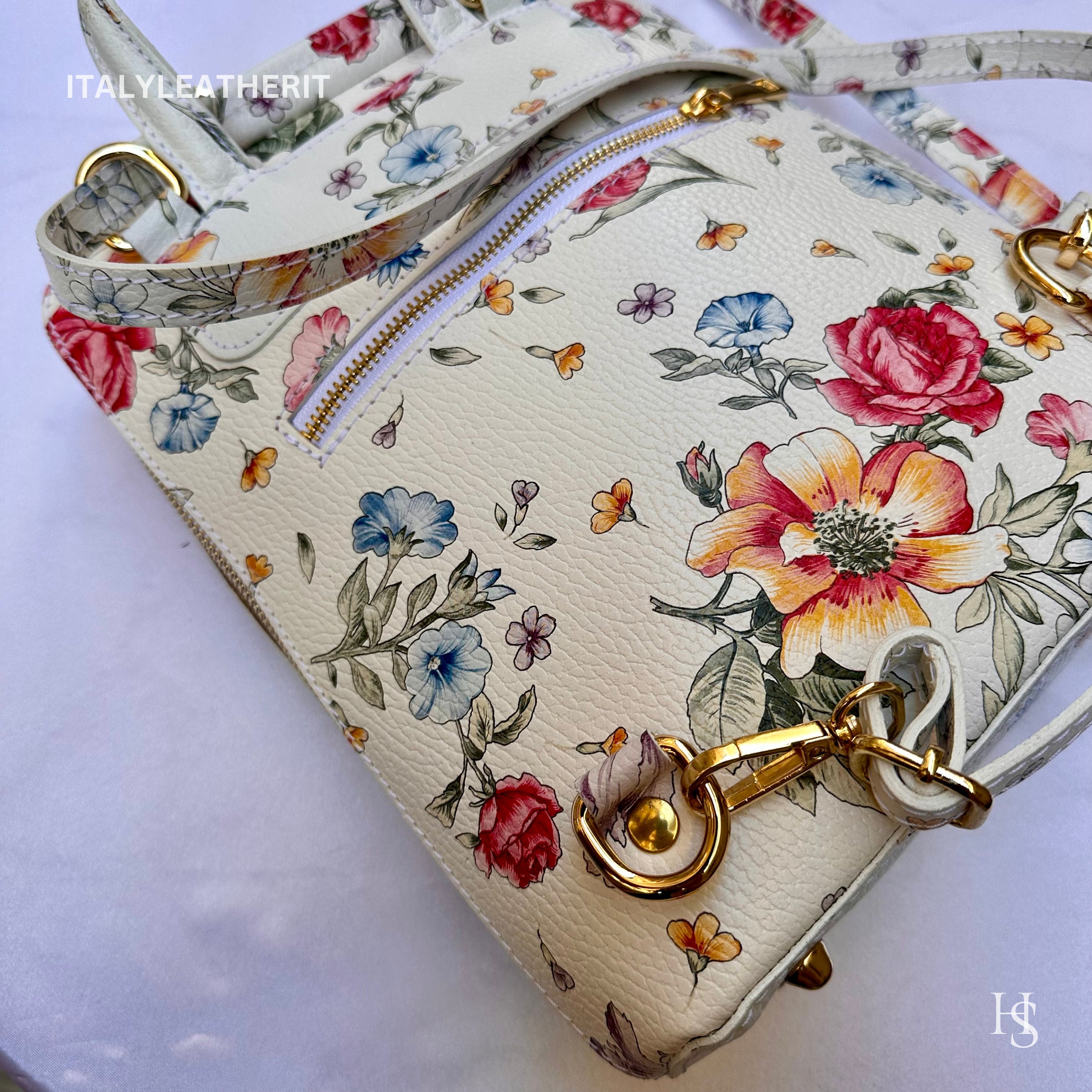 Handmade Tuscan Leather Floral Backpack: Italian Computer 