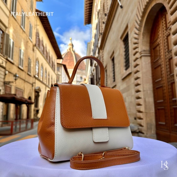 Cream and Brown Women\'s Bag Michael Kors Women Leather Shoulder Tote Bag Purse Handbag  main image 2