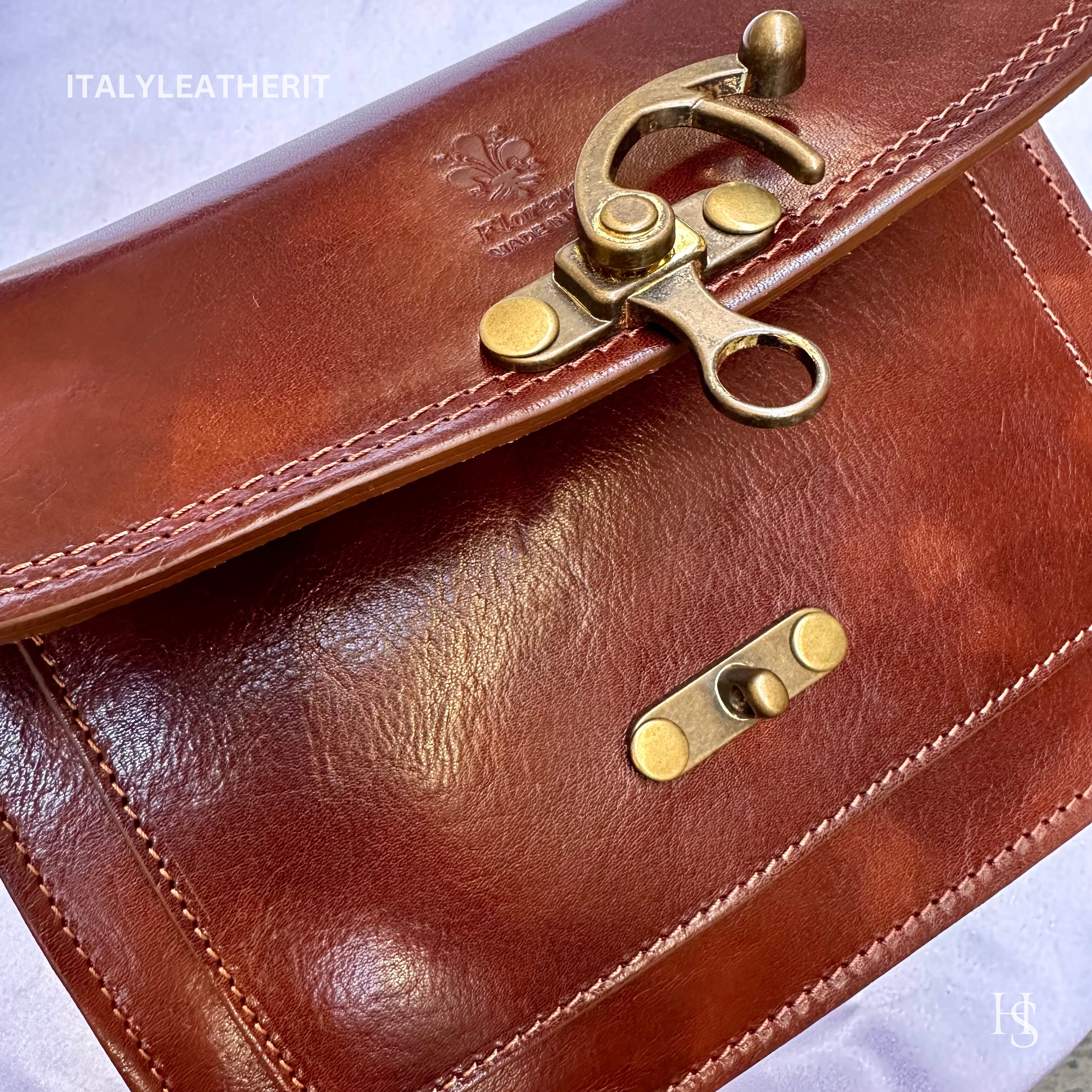 Sac à Bandoulière En Cuir Véritable Fait Main Italie – Marron élégant Femme