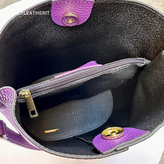 【関税&送料込】Etro Tyrian Purple Leather Bucket Bag NOLA Bucket Leather Bag in Eggplant Purple