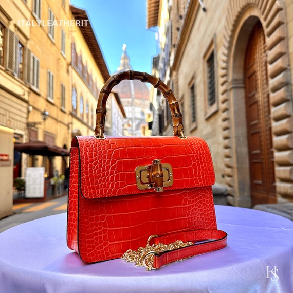 Bolsos de cuero italianos hechos a mano para mujer Elegante bolso de cuero de Florencia Bolso naranja Diseno elegante Etsy Mexico