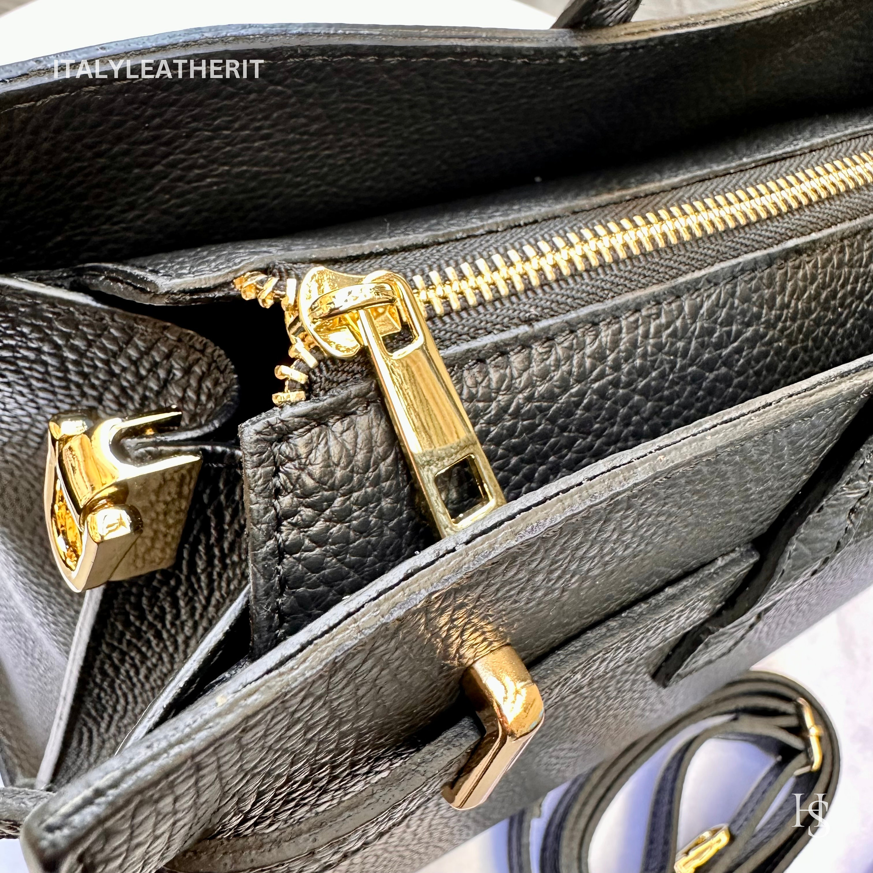 Italian Handmade Leather Tote Bag | Made in Italy | Black Genuine