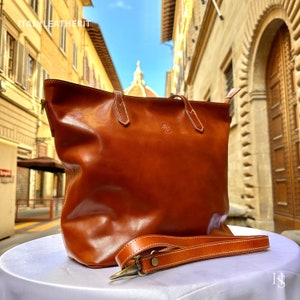 Italian Leather Tote Bag: Handmade Elegant Florence Bag
