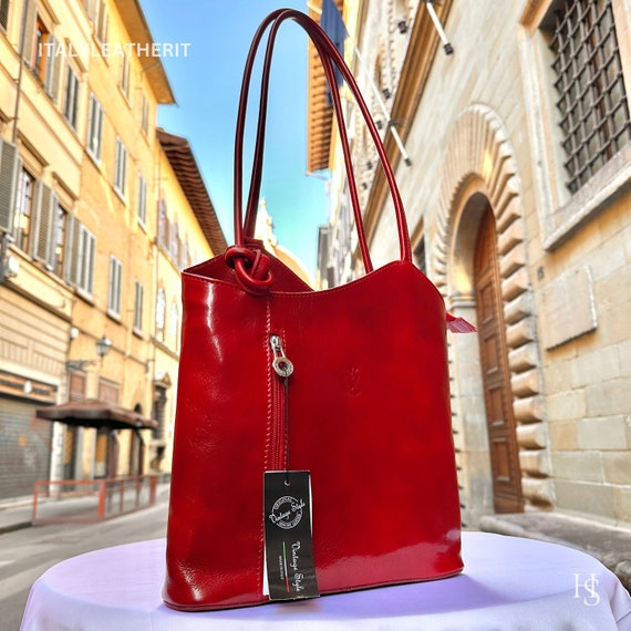 Convertible leather shoulder bag or backpack handbag purse made in Italy The Laura - Tan - Leather - M.Gemi main image 3