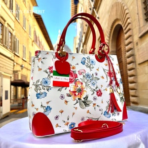 Italian Handmade Leather Bags For Woman l l Elegant Leather Tote From Florence || Made in Italy , Flower Purse