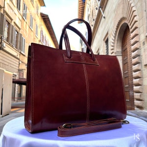 Borse in pelle fatte a mano in Italia per donna da Firenze / Made in Italy / Stile squisito svelato, borsa per computer da 14 pollici