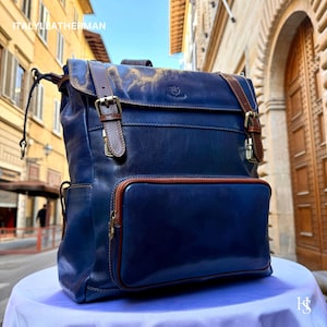 Italian Handmade Leather Backpack with Key Lock | Unisex Leather Bag for Work & Daily Use Made in Italy
