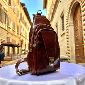 Sac à bandoulière en cuir fait main italien pour unisexe fabriqué en Italie de Florence | Sac banane, cadeau parfait