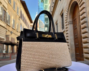 Bolsa feminina elegante Florence, feita à mão em couro italiano. Fabricada na Itália.