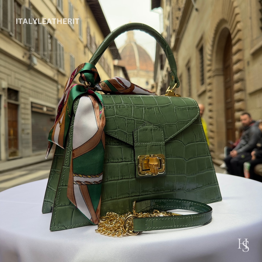 Handmade Italian Leather Tote Bag – Elegant Top Handle Purse With