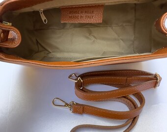 Italian Handmade Leather Bags for Women, Elegant Brown Purse, Made