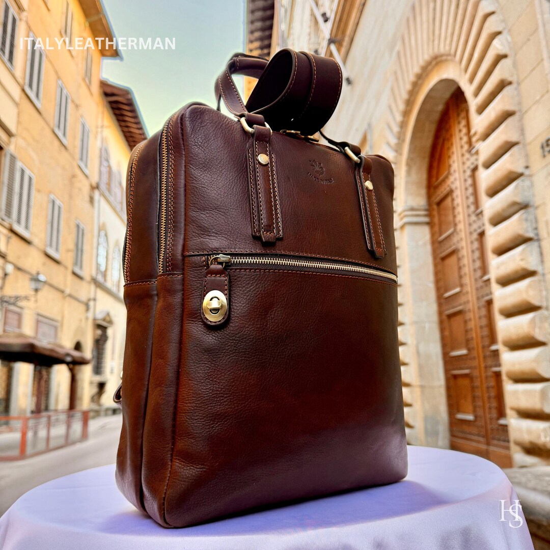 48時間以内の配達、ハンドメイドイタリアンレザーバックパック