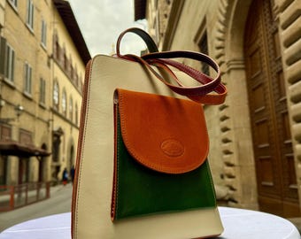 Handmade Italian Leather Backpack: Florence Tuscany Unisex Laptop Bag