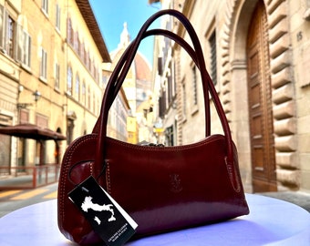 Handmade Italian Leather Tote, Elegant Shoulder Bag, Florence