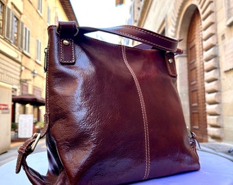 Italian Handmade Leather Bags For Women l l Elegant Leather Tote From Florence, Made in Italy