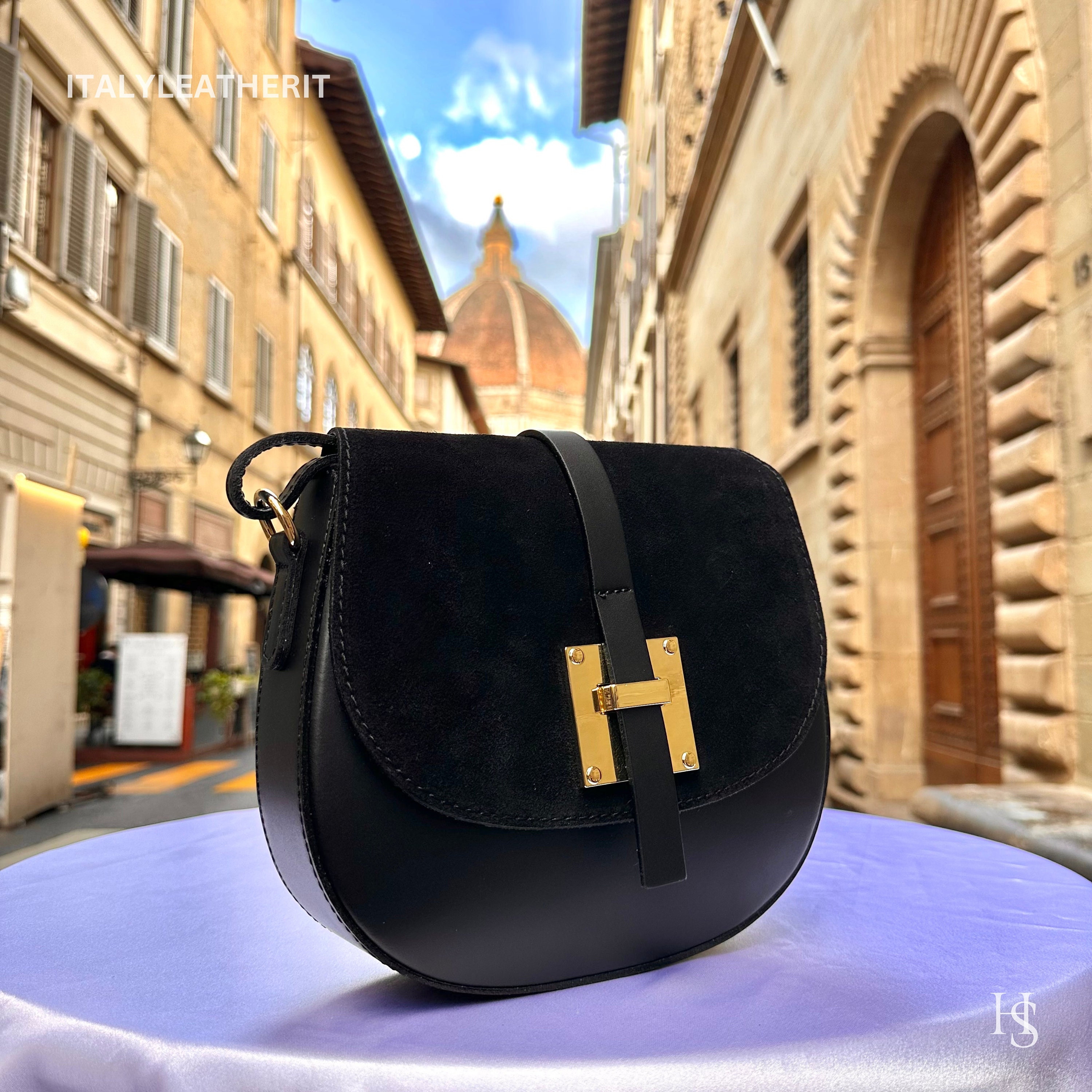 Italian Leather Crossbody Bag: Handmade Black Tote, Florence