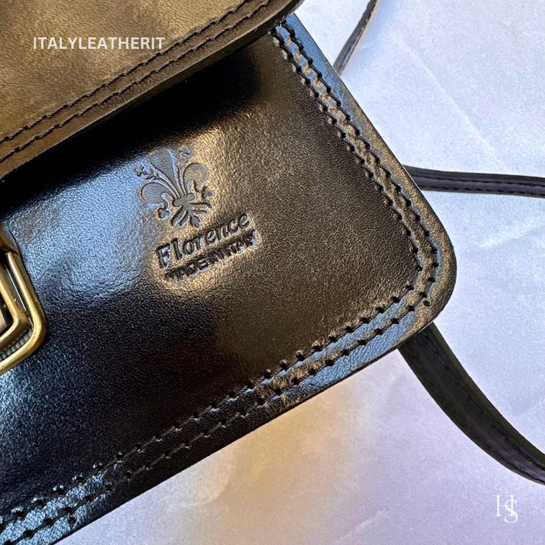 Italiensk läderaxelväska: Handgjord mini-toteväska, Florens bild 6