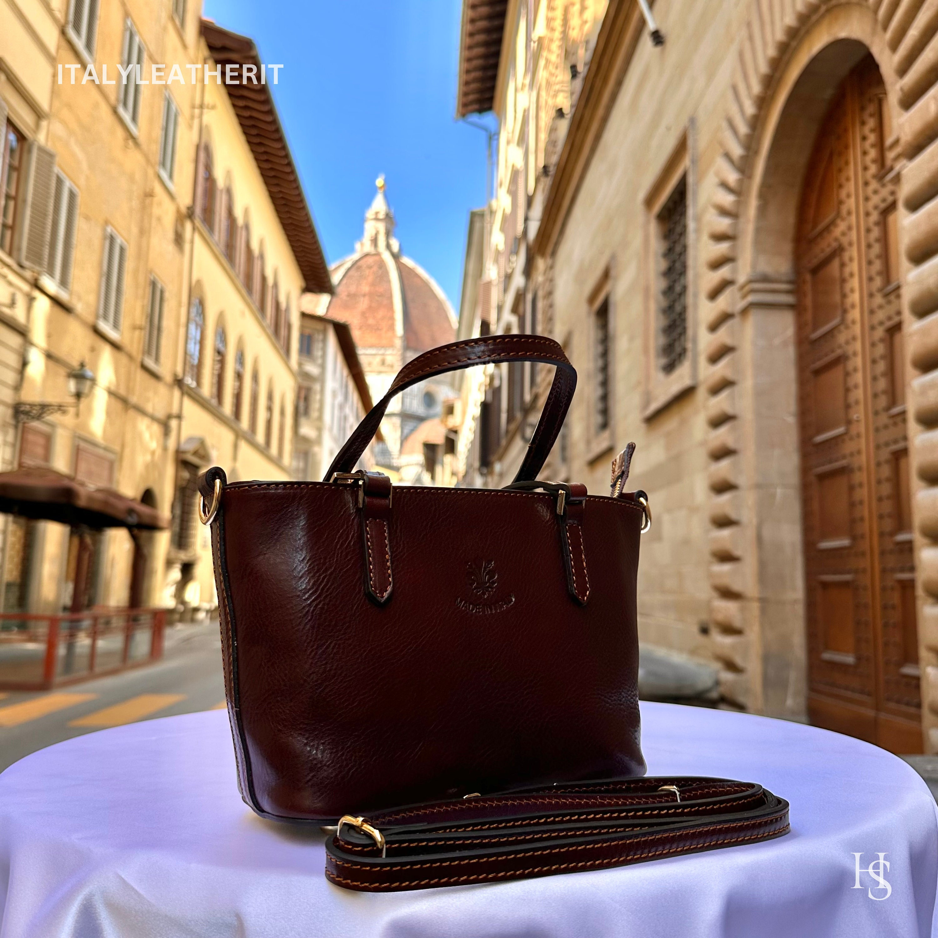 Sac à Main Marino Orlandi Italie - Cuir Marron, Format Sacoche 35x22x13 Cm | Poignées Top, Fermeture Tournante, Neuf Avec étiquettes
