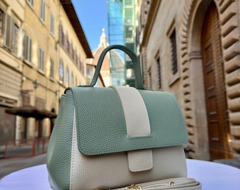 Handgemachte Italienische Leder Tasche für Frau, Made in Italy