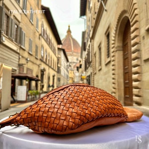 Sac à bandoulière en cuir italien fait main pour unisexe fabriqué en Italie de Florence | Sac banane