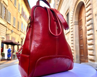 Italian Unisex Handmade Tuscan Leather Backpack From Florence Made In Italy
